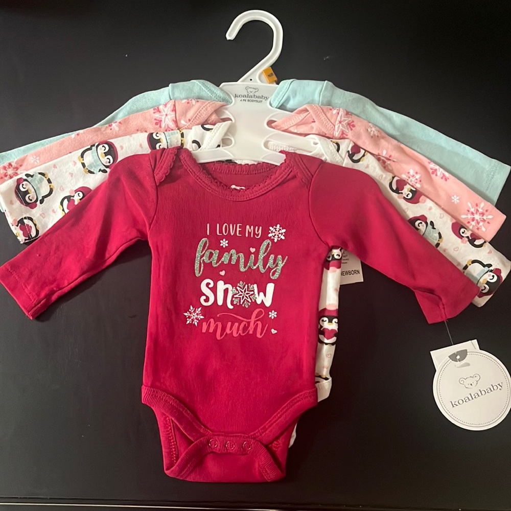 4 newborn baby girl long sleeve shirts